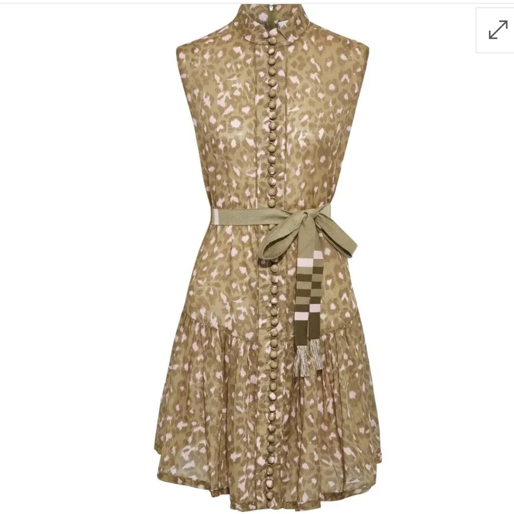 ZIMMERMANN Carnaby Belted Leopard-Print Cotton-Voile Mini Dress 0P 🐆 - Picture 9 of 11